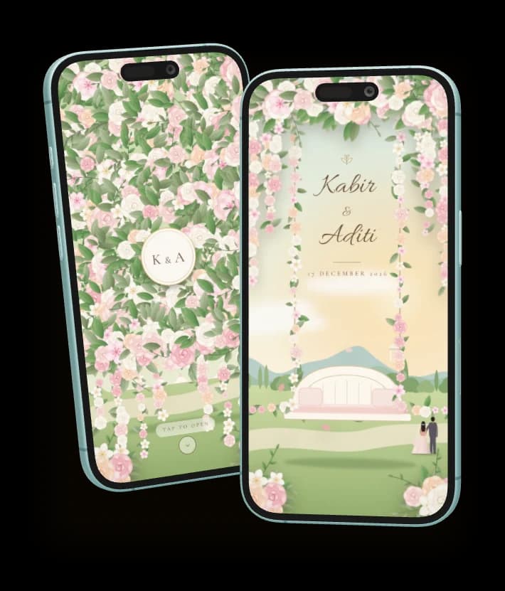 Garden Swing invitation shown on two phones