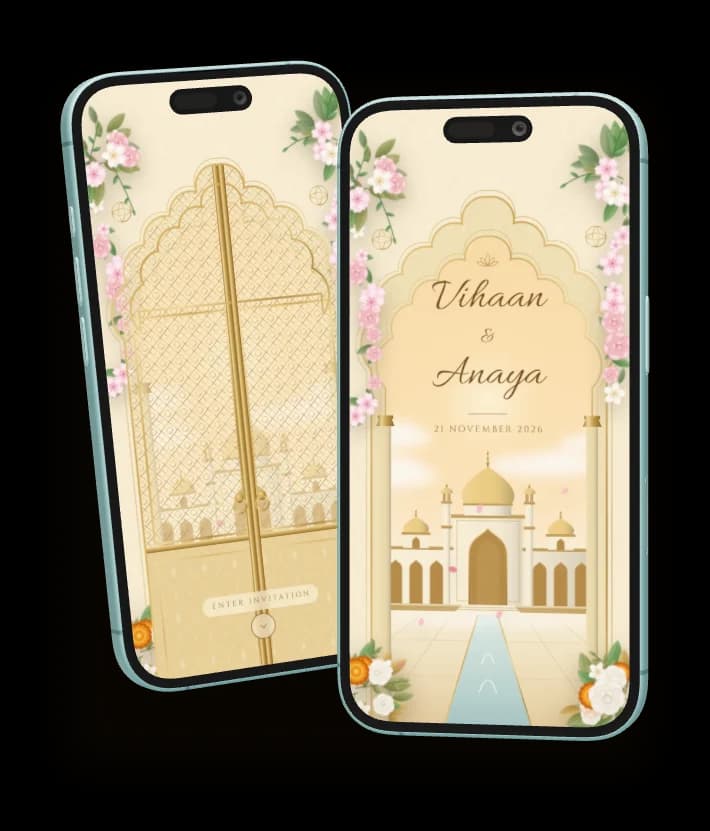 Golden Palace invitation shown on two phones