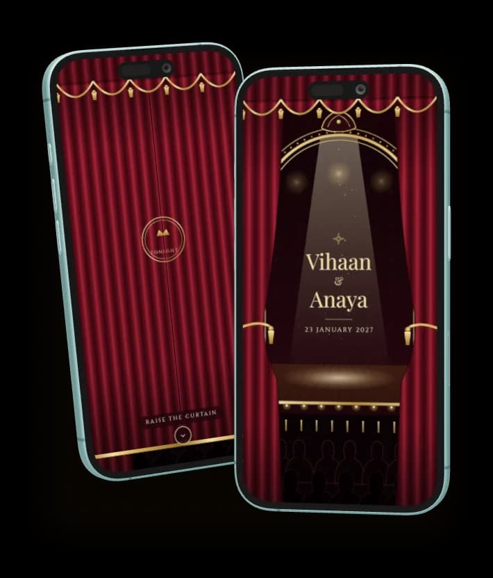 Velvet Opera invitation shown on two phones