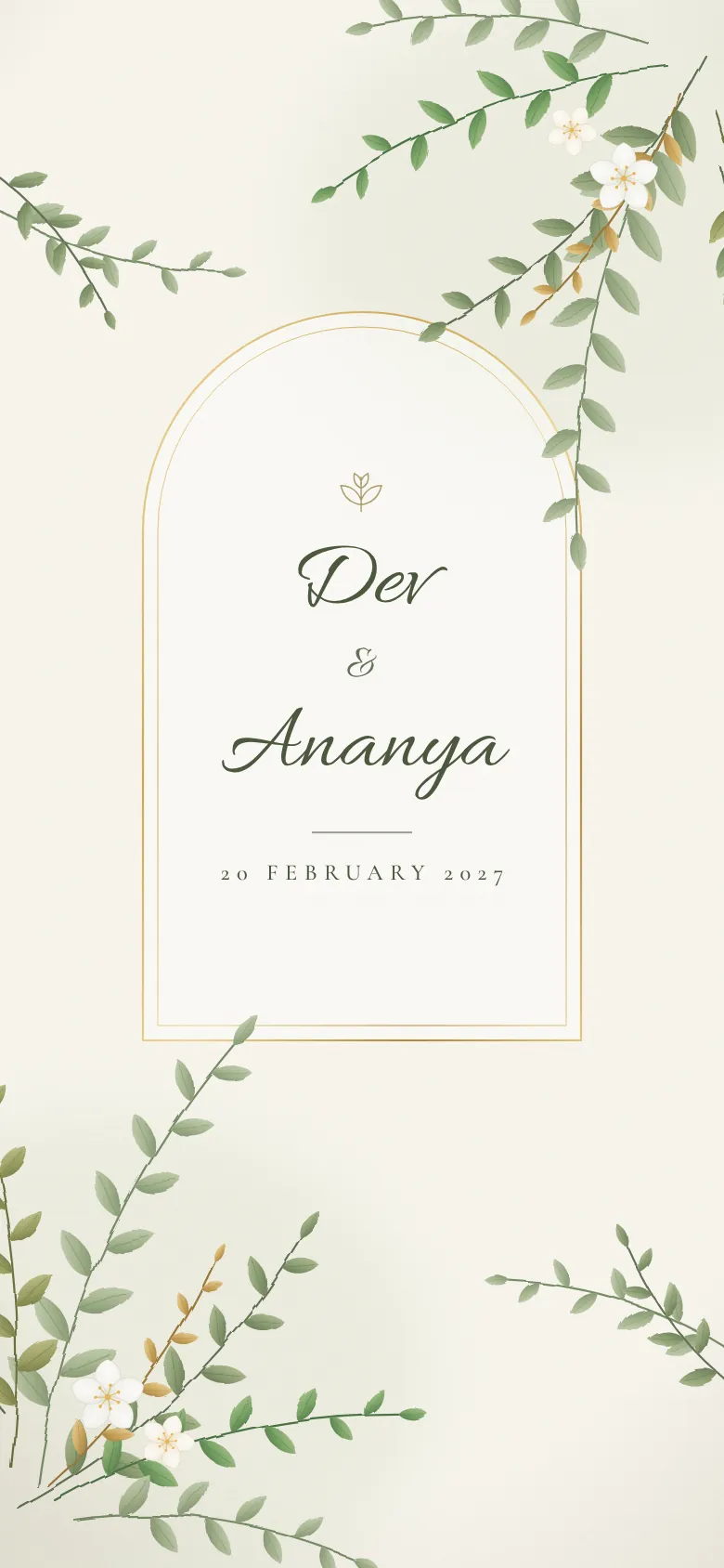 Botanical Vow invitation shown on a phone