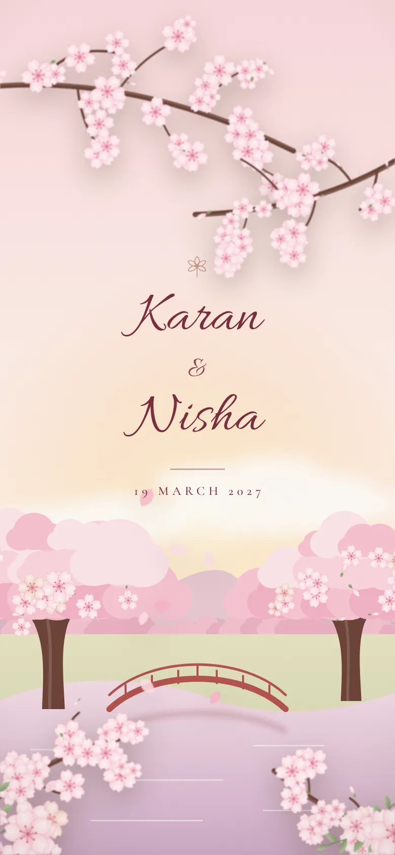 Cherry Blossom invitation shown on a phone