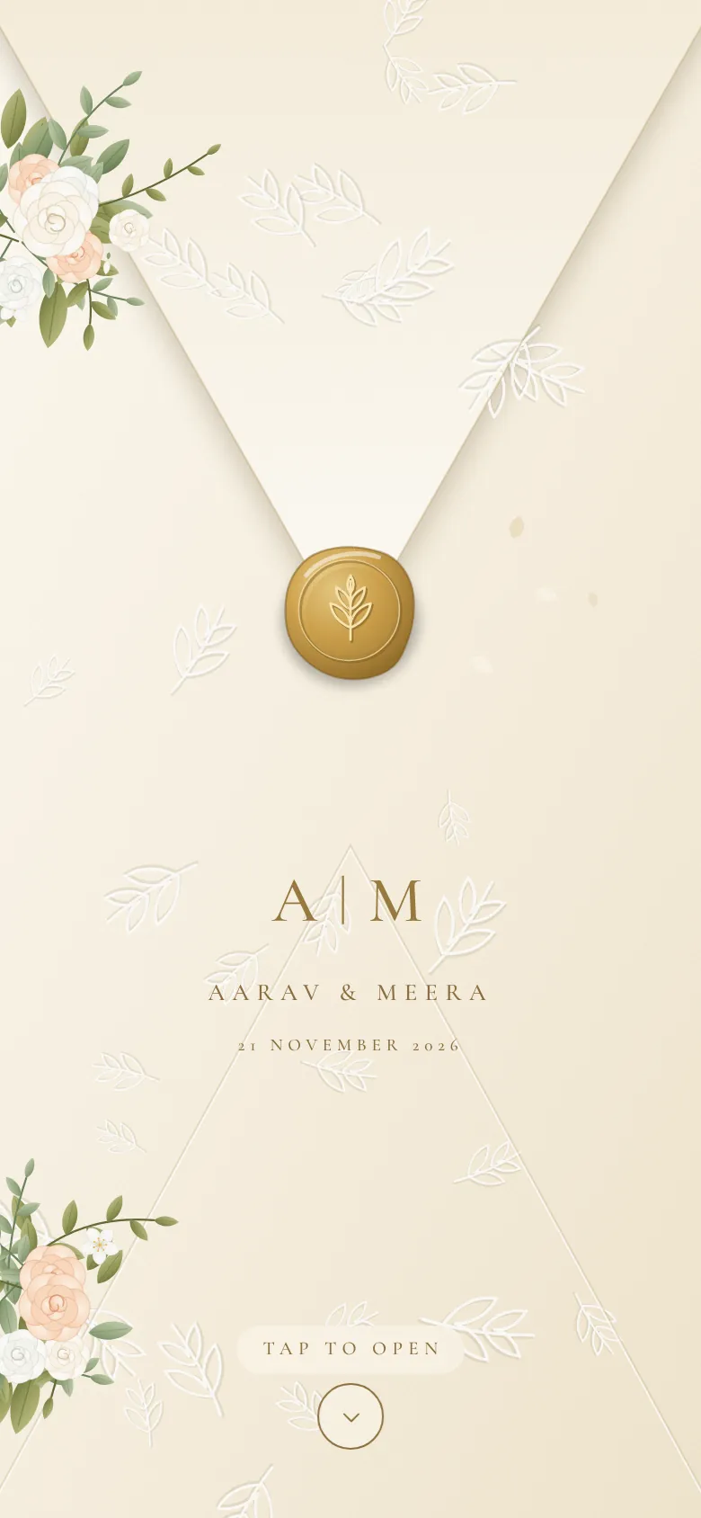 Ivory Wax Seal invitation shown on a phone