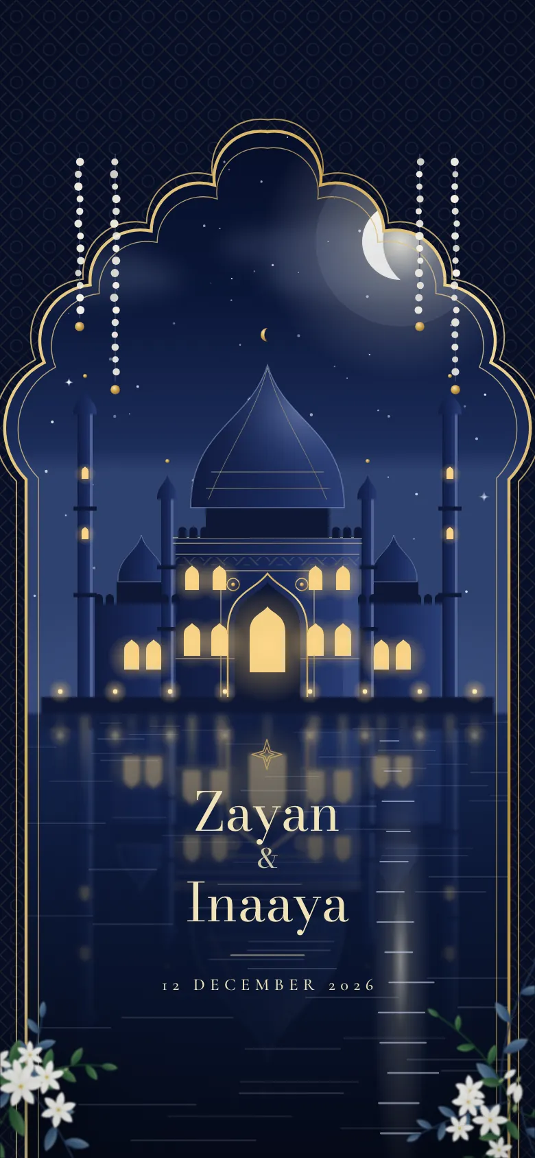 Moonlit Mahal invitation shown on a phone