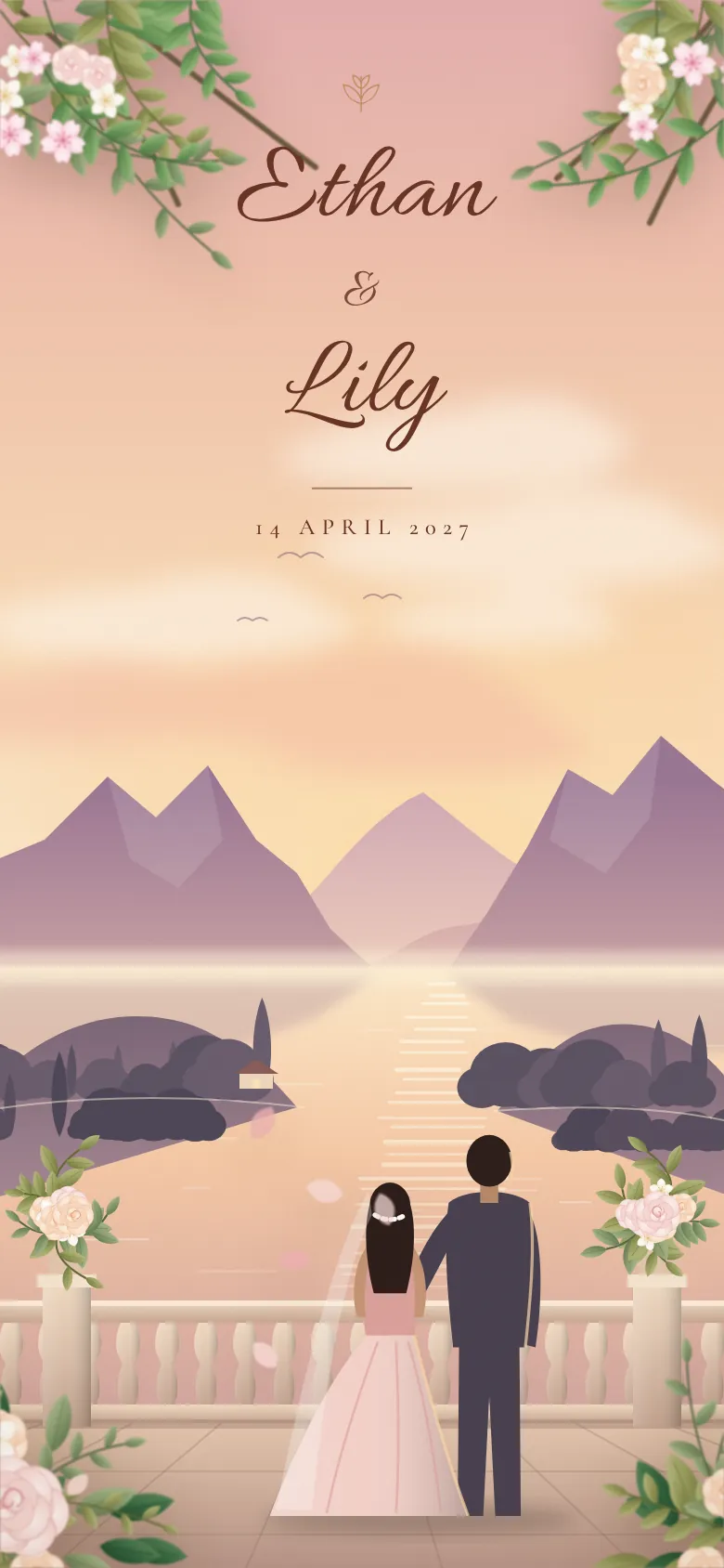 Scenic Romance invitation shown on a phone