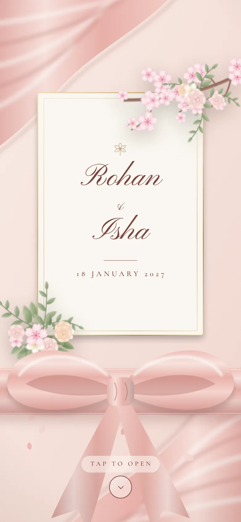 Silk Ribbon invitation shown on a phone